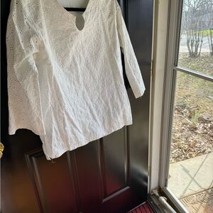 Chic White Eyelet Blouse for Women